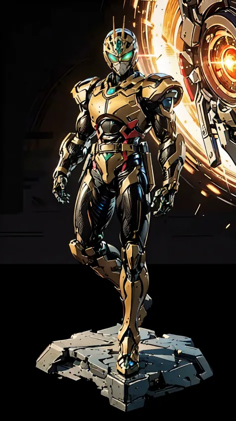 (masterpiece:1.5, best quality:1.5, extremely delicate:1.5), ((male:1.5)), Biomimetic humanoid Mecha, green eyes, fully enclosed shoulder guards, matching arm and leg guards, gemstone, full body, full armor, the design balances heavy with agility, organic ...