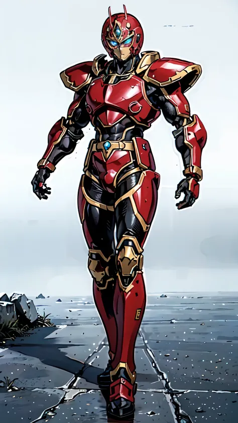 (masterpiece:1.5, best quality:1.5, extremely delicate:1.5), ((male:1.5)), Biomimetic humanoid Mecha, green eyes, fully enclosed shoulder guards, matching arm and leg guards, gemstone, full body, full armor, the design balances heavy with agility, organic ...