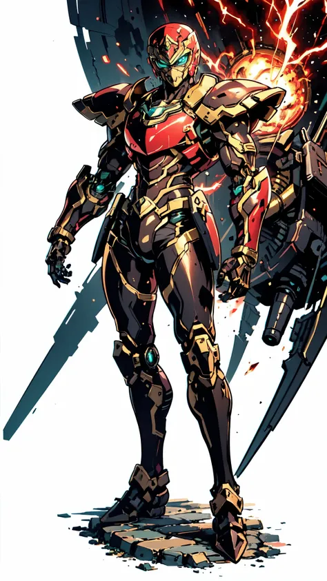 (masterpiece:1.5, best quality:1.5, extremely delicate:1.5), ((male:1.5)), Biomimetic humanoid Mecha, green eyes, fully enclosed shoulder guards, matching arm and leg guards, gemstone, full body, full armor, the design balances heavy with agility, organic ...