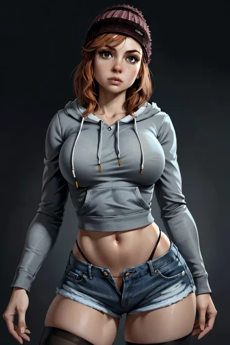 ((ultra detailed, masterpiece, absurdres))
 udashley, 1girl, solo, orange hair, beanie, sexy body, sexy, perfect tits, perfect b...