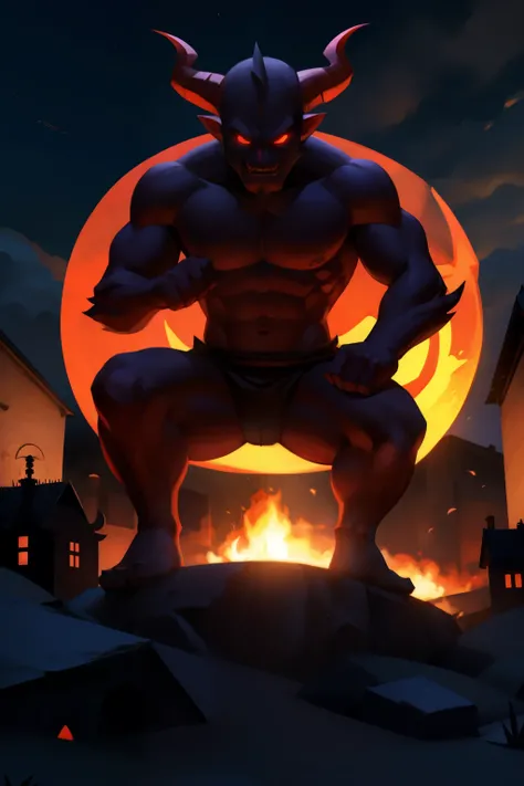 The demon stopped spreading terror and began to live peacefully near the village
Cinematic cartoon 3d style 