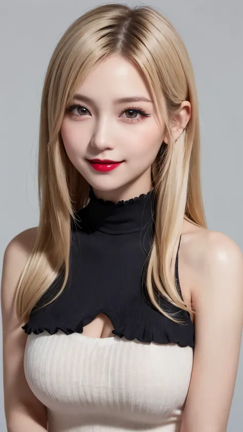 blond hair:100.0、Gothic、Long Hair、Obese:100.0、huge breasts:20.0、(((smile、Fair skin:100.0、white skin:10.0、white blond hair:100.0、round face:10.0、Chubby、Russian、super long hair:1000.0、Close-up of face:1000.0、gothic makeup:100.0、Big Breasts:1000.0、 gray eyes、...