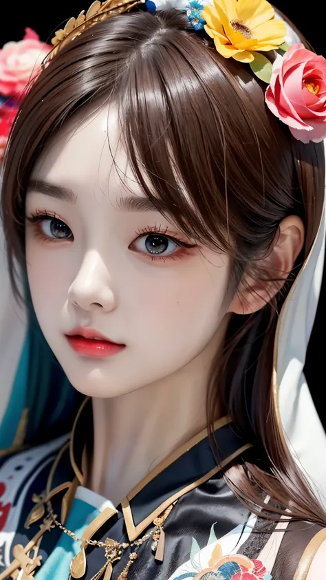 Masterpiece, best quality, 8k, masterpiece, (masterpiece, best quality, high resolution), anime style, colorful background ((acrylic paint, color splash, ink splash, color splash)), detailed skin texture, detailed fabric texture, beautiful detailed face, i...