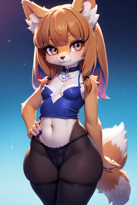 loli, young, stocking, holo a wolf girl, female furry mini cute style, holo a wolf girl, furry brown body, holo if a wolf girl, furry, fox tail, furry art!, Camel toe very obvious, see trough clothing