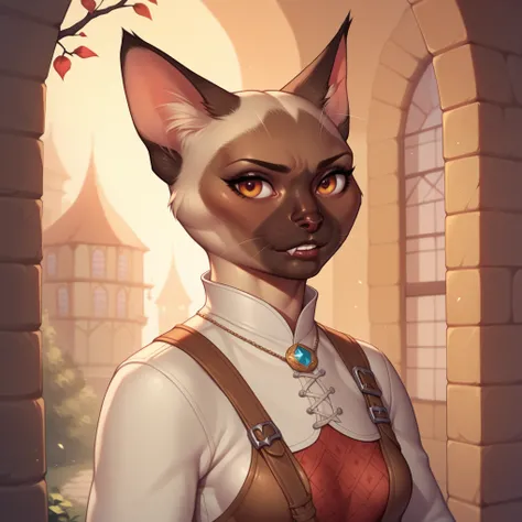 (((beautiful, high quality, comics style, detailed face))), score_9, score_8_up, score_7_up, BREAK, 1girl, anthro cat (long ears, Siamese cat:1.5), black and cream color, short fur, cat, (RPG Rogue, rogue dressed, rogue theme), female focus, solo, portrait...