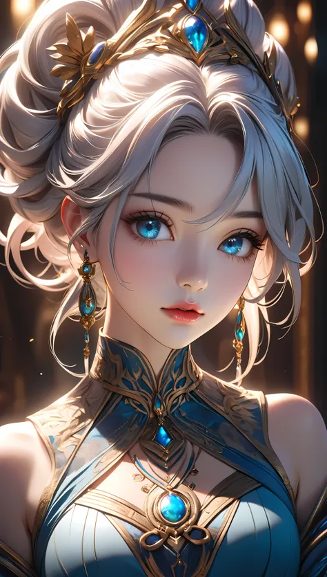 1 girl, solo, character "Atlas", beautiful detailed eyes, beautiful detailed lips, extremely detailed eyes and face, long eyelashes, intricate hairstyle, elegant dress, serene expression, detailed fabric textures, warm lighting, vibrant colors, cinematic composition, dramatic lighting, photorealistic, highly detailed, 8k, masterpiece