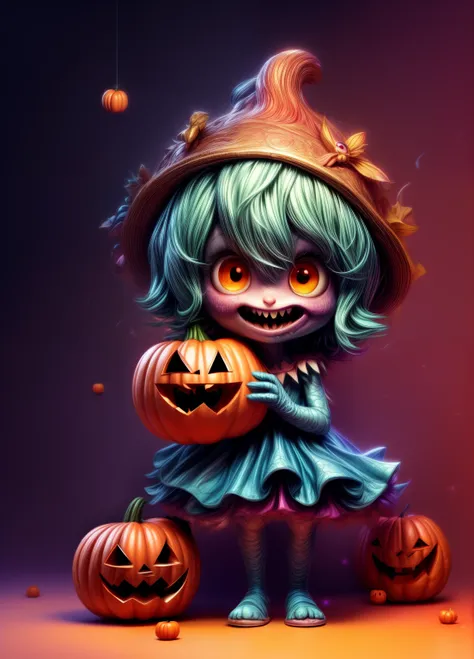 cute smiling monster bgirl, adorable monster girl halloween monster, cute and spooky monster, cute smiling monster girl, cute an...