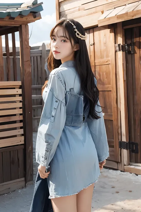 1girl, cowboy camera, Korean dress