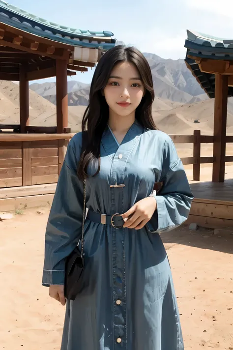 1girl, cowboy camera, Korean dress