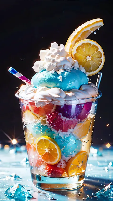 masterpiece、top-quality、top-quality、Colorful cute kitten design with illustration、Eat shaved ice、ighly detailed、colourfull、highestdetailed、Wide range of shots、gorgeous colors、grains of sugar、kirakira、Colorful colors of bright ice、Image-like backgrounds、Fun...