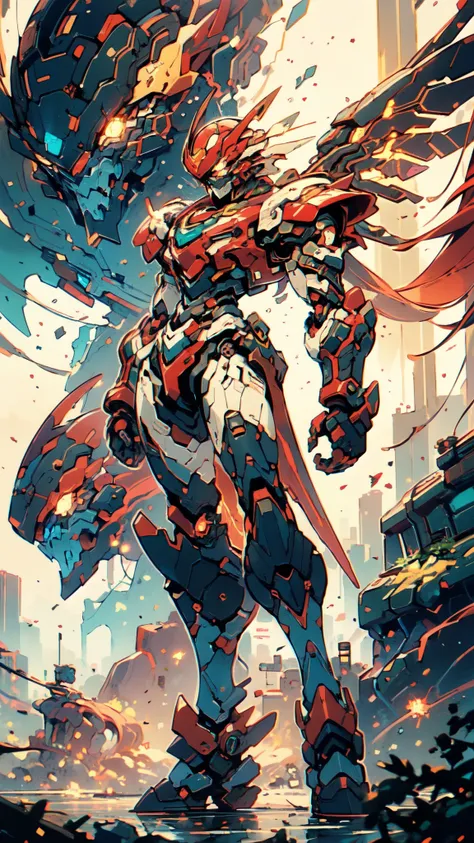(masterpiece:1.5, best quality:1.5, extremely delicate:1.5), ((male:1.5)), Biomimetic humanoid Mecha, green eyes, fully enclosed shoulder guards, matching arm and leg guards, gemstone, full body, full armor, the design balances heavy with agility, organic ...