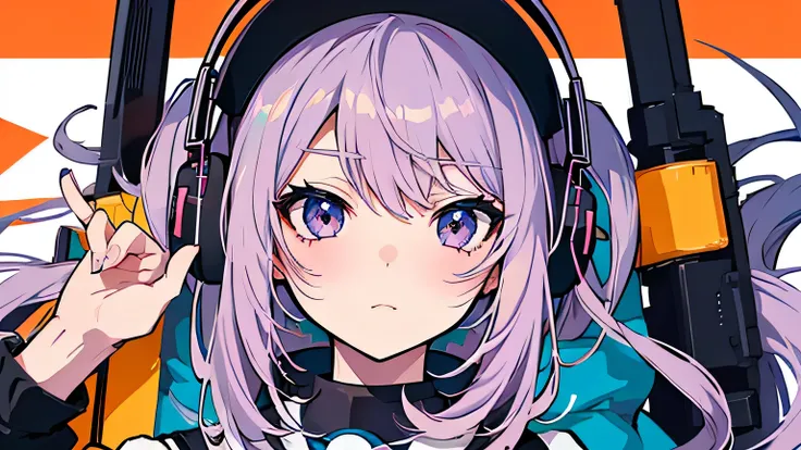 an anime character of a girl wearing headphones and a backpack, anime moe art ,  anime visual of a cute girl , beautiful anime g...