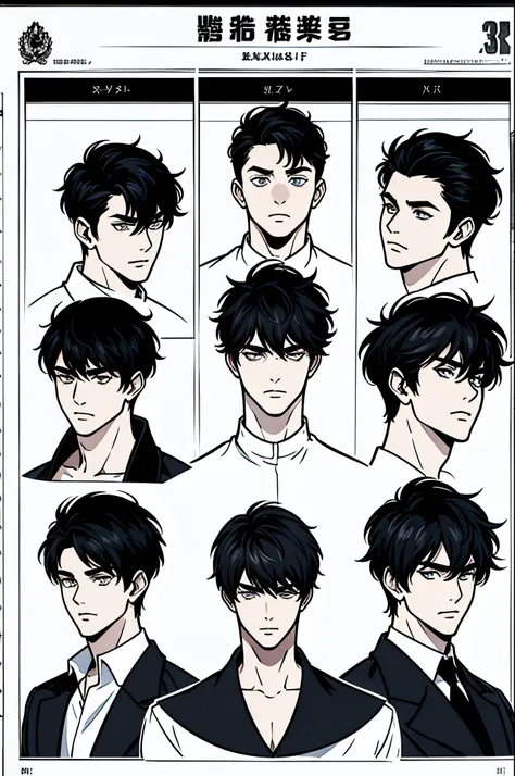 masterpiece, ultra detailed, 4k, 8k, 32k, intricate, (((1boy))), ((black hair)), ((no background)), ((character concept art)) wh...