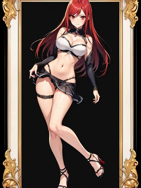 all intricate details, (Character: Erza Escarlet), solo 1girl view, sexy girl, action frame, perfect body, full body