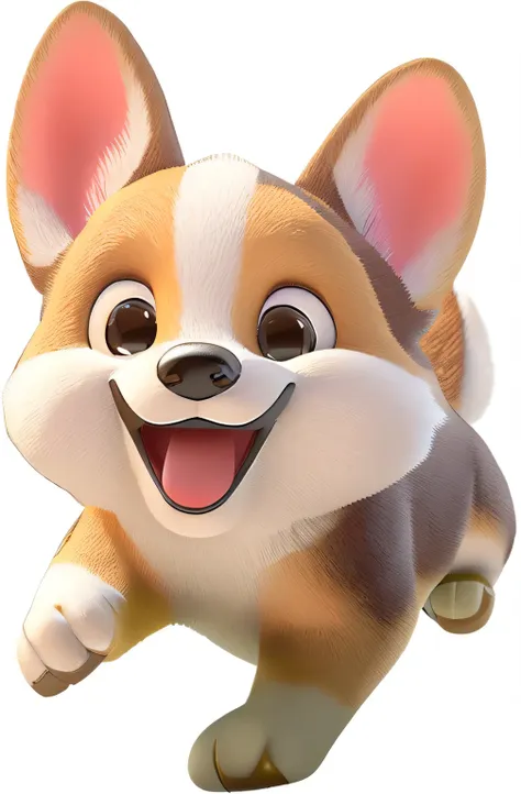 cartoon dog close-up ， it shows a big smile , cute corgi,  isometric 3d fantasy cute puppy, corgi toy model，smooth body , corgi,...