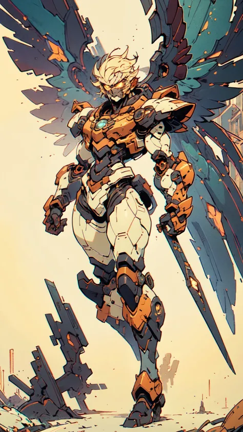 (masterpiece:1.5, best quality:1.5, extremely delicate:1.5), ((male:1.5)), Biomimetic humanoid Mecha, green eyes, fully enclosed shoulder guards, matching arm and leg guards, gemstone, full body, full armor, the design balances heavy with agility, organic ...