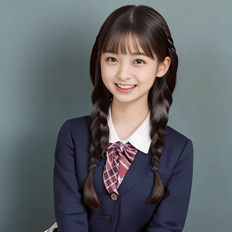 (Highest quality, masterpiece:1.2), Highest quality, High resolution, 1080P, 8k, (A noble, graceful and 13yo Japanese young long hair lady who have a best proportion are seated giggling at me with extreme beatitude, laughing and posing like a fashion model...