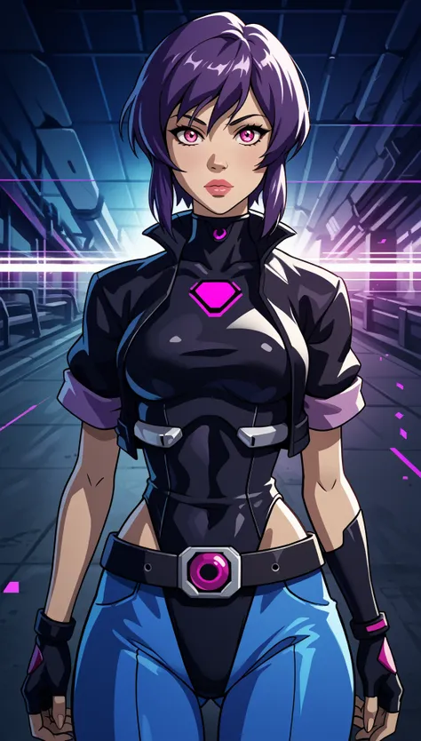 (zPDXL2), (PonyXLV6_Scores), source_anime, source_anthro, source_furry, Expressiveh, three-quarter portrait, asymmetric image, BREAK
4v4t4r,
chromatic aberration, glitch,
portrait of motoko, purple hair, short hair, lips, cyborg, pink eyes, medium breasts,...