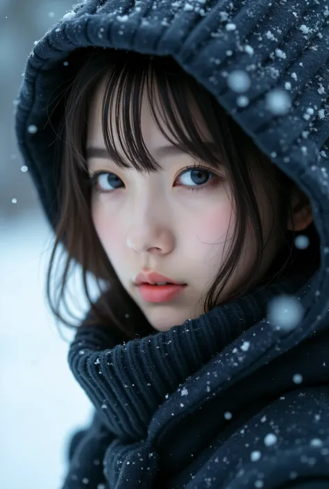 close-up photo, in the style of xiaofei yue, snow scenes, steve hanks, white and silver, normcore, close-up intensity, haifa zan...