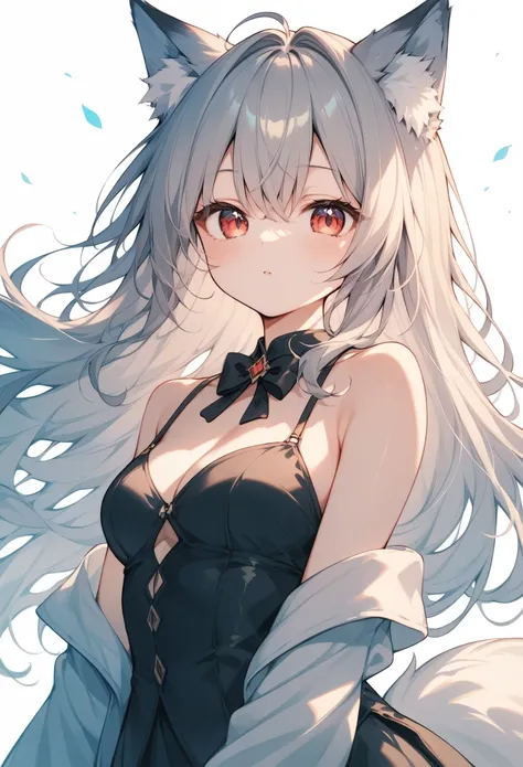 (score_9, score_8_up, score_7_up, score_6_up, score_5_up, score_4_up),warm hues 、white fox girl  、grey hair、  smooth long hair  ...