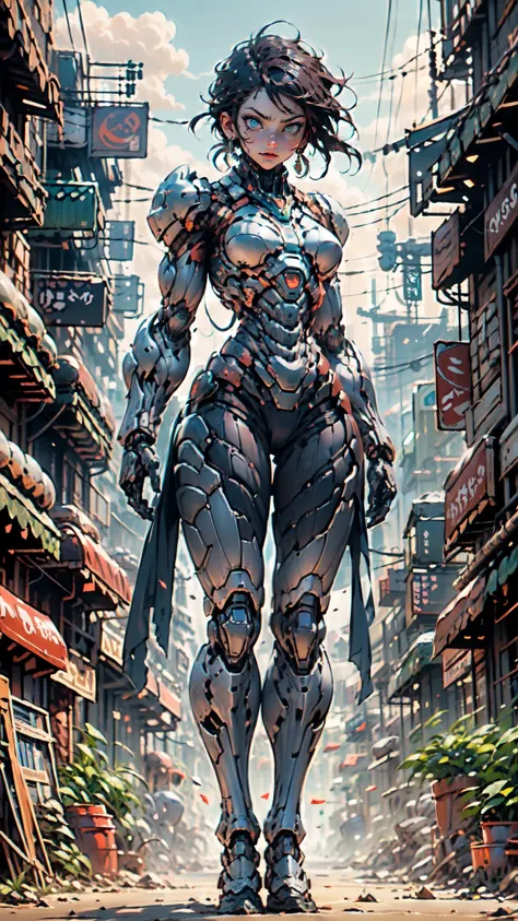 (masterpiece:1.5, best quality:1.5, extremely delicate:1.5), ((female:1.2)), biomimetic humanoid mecha, green eyes, fully enclos...