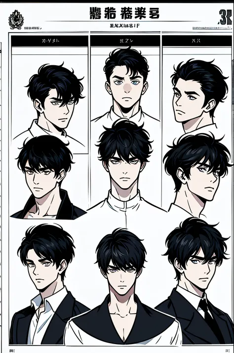 masterpiece, ultra detailed, 4K, 8K, 32K, intricate, (((1boy))), ((black hair)), ((no background)), ((Character Concept Art)) white background, detailed eyes, (white shirt), ((School Uniform)), handsome young man, 20 year old, (((same character))), dynamic...