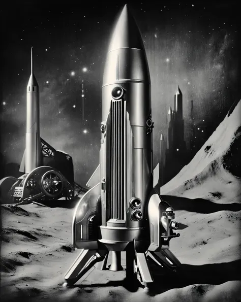 1 girl,photo of a retro rocket_futurist, in space, sci-fi ,