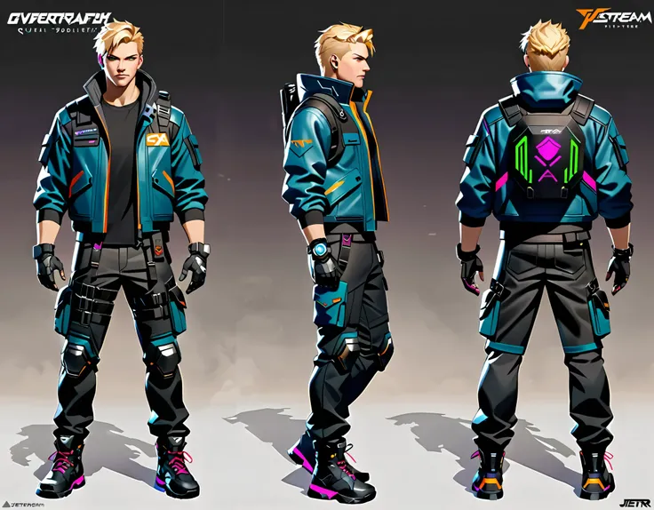 (masterpiece), (best quality), (high res), equal height, finger proportions coordination, 1male, blond-haired man in military uniform, cyberpunk street goon, hyper-realistic cyberpunk style, jetstream sam from metal gear, techwear look and clothes, cyberpu...