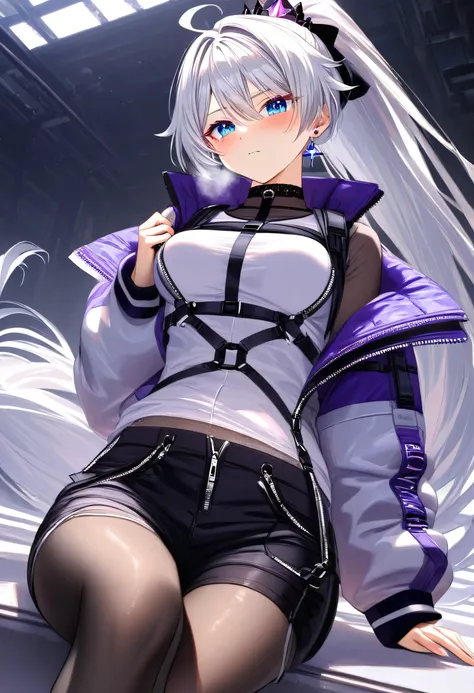 1girl, adult grown woman, kiana kaslana \(honkai impact 3rd\), herrscher of finality, white hair, ahoge, ponytail, very long hai...