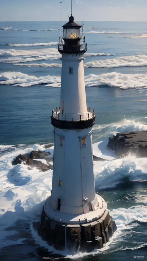 ((masterpiece, highest quality, Highest image quality, High resolution, photorealistic, Raw photo, 8K)),((one lighthouse:1.2))