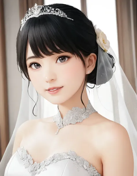 (best quality, 8k, high resolution:1.2), 1girl, wedding dress, upper body
