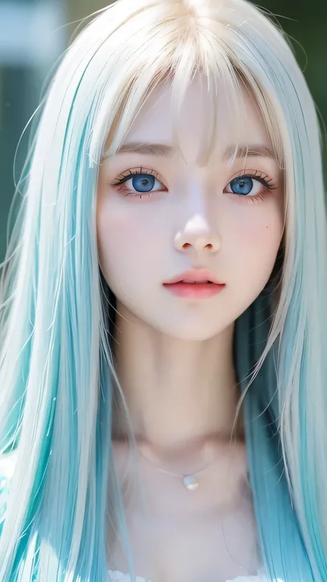 Perfectly beautiful young face 、 messy silky beautiful blonde 、 beautiful cute first time at age 19 々Beautiful girl、very beautiful pretty insanely bright pale mint blue big eyes、 very super long beautiful blonde silky shiny hair 、long beautiful bangs 、Very...