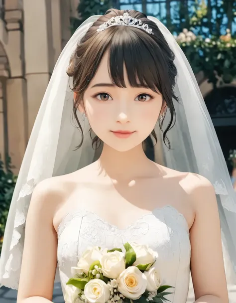 (best quality, 8k, high resolution:1.2), 1girl, wedding dress, upper body