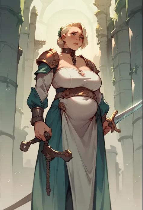 Different world,Science Fantasy,Sword and Magic,Chubby,Cute Mature Woman,slave merchant,slave,The hero&#39;s enemy,war,Fight,battlefield,masterpiece,high resolution, big potbelly, full body shown