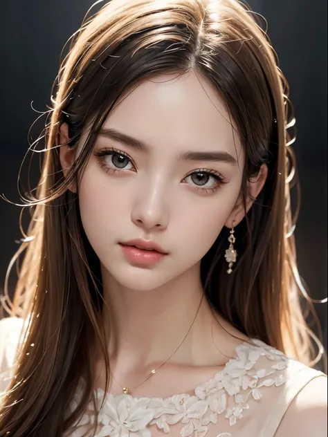 (top-quality、masterpiece、ultra-detailliert、hight resolution、realisitic、Photorealsitic、Extremely delicate and beautiful、amazing fine details、The best illustrations、Dramatic Lighting、foco nítido)、Stunning portrait of a beautiful woman、3/5 shot、(real picture...