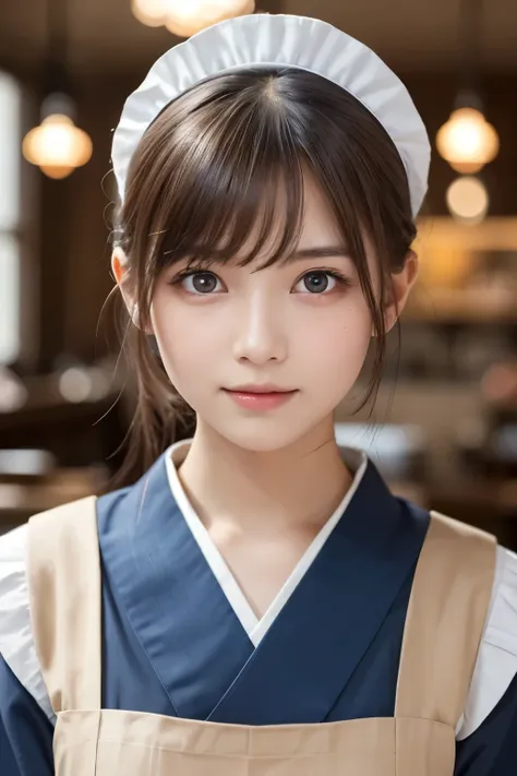 1girl, (a beauty girl, delicate girl, beautiful girl, innocent girl:1.3), (14yo:1.3),
break, (maid, blue kimono, japanese tradit...