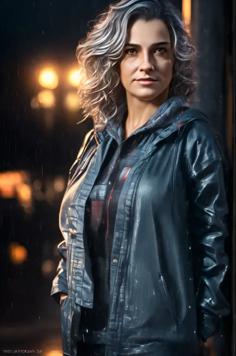 mix4,(8k, foto RAW, best quality, Teacher:1.2), (realistic, photorealistic :1.37), a girl,, cityscape,night,rain,wet, professional lighting , photon mapping ,radiosity, physically based rendering ,