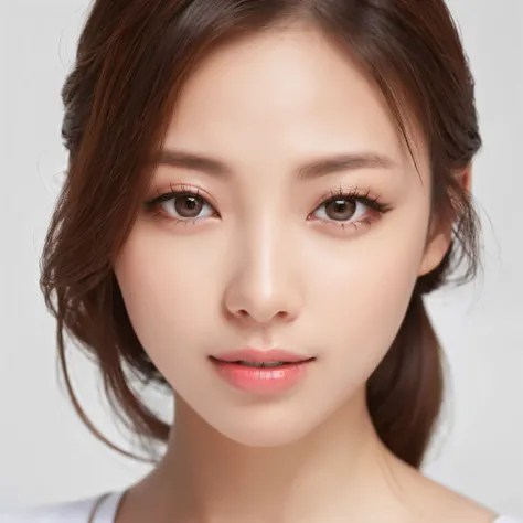 (Tabletop、highest quality、8k、Award-winning works、Ultra-high resolution)、One Woman、(Face close-up:1.1)、(Pure white background:1.1)、Perfect beautiful face