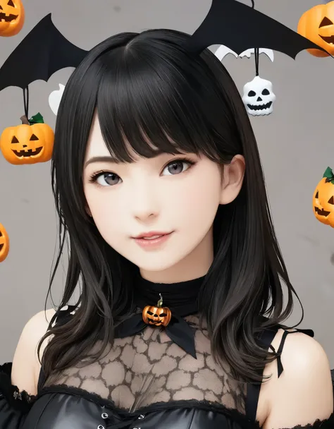 (best quality, 8k, high resolution:1.2), 1girl, halloween, upper body