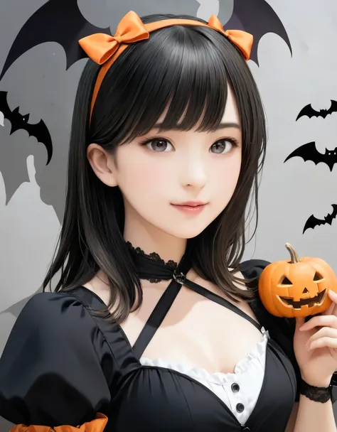 (best quality, 8k, high resolution:1.2), 1girl, halloween, upper body