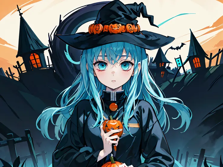 ghost
halloween 、 happy halloween
halloween _ costume
jack-o-lantern
pumpkins、 lots of pumpkins
witch hat 
(masterpiece, best qu...