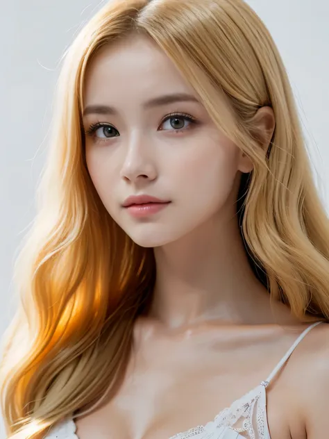 ((((blonde, Super long hair, very Long Hair, Fluffy Wave, white background, blonde, Look forward, Nordic))))))), blonde, Tabletop, Highest quality, Photorealistic, In detail, High resolution, 8k wallpaper, Perfect dynamic composition, Beautiful attention t...