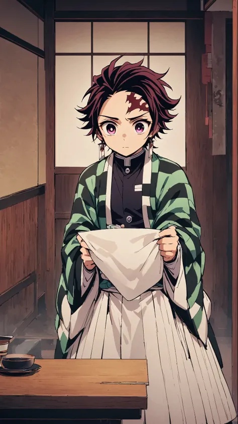 Fixes,鞘をFixesする,Structurally correct,(1 male,tanjiro kamado),Demon slayer,Tanjiro'Costumes,Holding a Japanese sword in each hand,Water flow effect,Fire effect,Intricate details,,Decadent,artwork,rendering,Dynamic pose,(masterpiece:1.3),(highest quality...