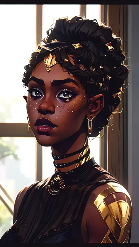 mel, mel medarda, black skin, gorgeous black woman, high definition, best quality, highres, ultra-detailed, ultra-fine painting,...