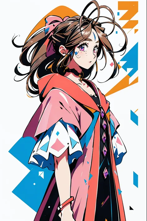 Belldandy、 1 girl, Aerith Gainsborough, choker, Cropped Jacket , hair bow, bracelet, pink dress, Brown boots, (masterpiece, 最 high quality, high quality, high definition, Super detailed),