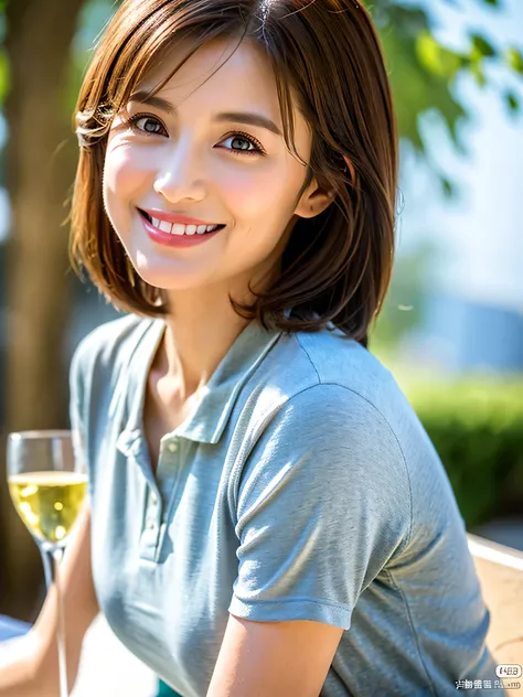 ((White Wine)),((Wine Glasses)),(Realistic, superrealistic:1.4), 16K HDR, high definition,((White Wine)),((Wine Glasses)),Pink dress、Happy smile、 short hair,The best smile、Japanese actress, so beautiful(It looks like the real thing),dress、Slim couple、Mode...