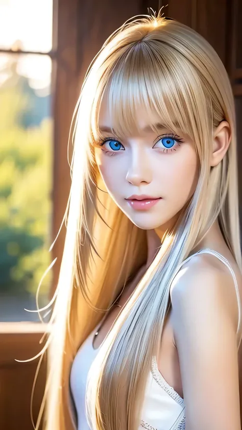 Shiny, BEAUTIFUL WHITE SKIN 、 HAIR COLOR CHANGES WITH LIGHT 、 long bangs blocking the view 、 CHEEK GLOSS HIGHLIGHTS 、Sexy and very beautiful, Ladylike, cute, gorgeous face without wrinkles、The most beautiful face in the world、 Worlds Most Beautiful Supe...