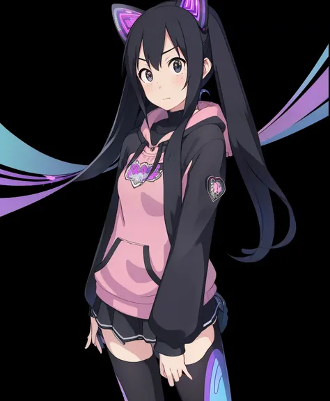 (masterpiece、Best Quality、Best Quality、Official Art、Beautiful and beautiful:1.2)、(One person:1.3) Hatsune Miku、 twin tails,Beautiful breasts,、 anime girl with black hair and cat hat , Anime-Style Illustrations , Moe art style, wallpaper 8k, Digital Illu...