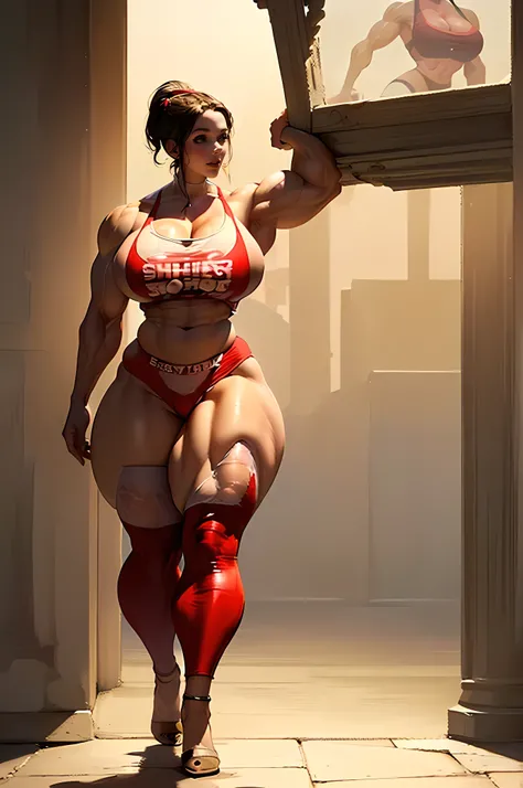 ((Masterpiece)), ((Best Quality)), ((Solo)), ((alone)), ((1girl)), ((Full Body:1.5)), (Facing away from the viewer in sexy pose:1.5), SheRaQuiron character, (Wet ripped clothes), (Perfect Anatomy), (slim waist:1.5), (wide hips:1.7), (MASSIVE FEMALE BODYBUI...
