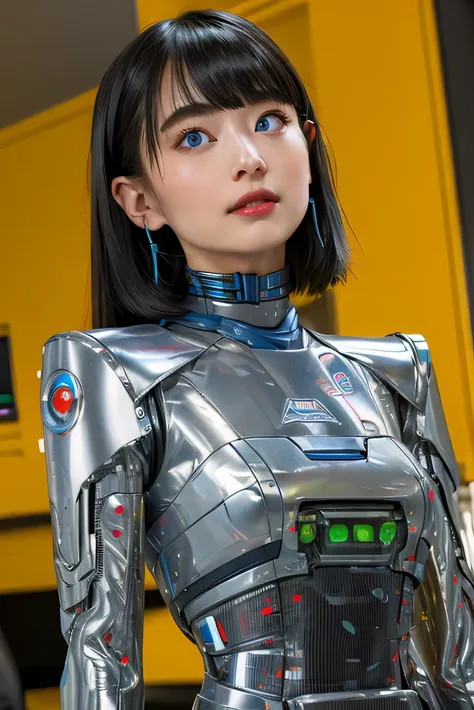 masterpiece, best quality, extremely detailed,  japaese android girl,plump , control panels,android,droid,mechanical hand, robot...